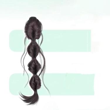 Imagem de Grampos de garra extensão de rabo de cavalo, peças de cabelo trançado marrom preto, extensões de peruca antiderrapantes para uso diário, festas e encontros