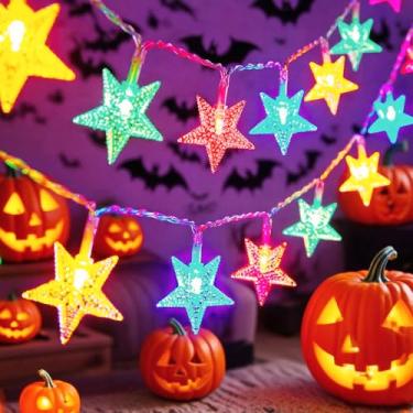 Imagem de Cordão de luzes de estrela, 20 m, 20 luzes de cordão de fadas, design decorativo para quarto, pátio, festa de casamento, iluminação interna e externa, colorida