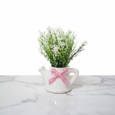 Imagem de Mini Arranjo Provence: Regador de Porcelana com Flores Delicadas – Charme e Elegância (MODELO 1)