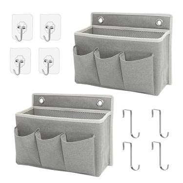 Imagem de Someteth Pacote com 2 bolsas organizadoras para pendurar na parede/cestos para pendurar com compartimento grande de malha e 3 bolsos, organizador para guardar espaço para quarto, trailer e armário