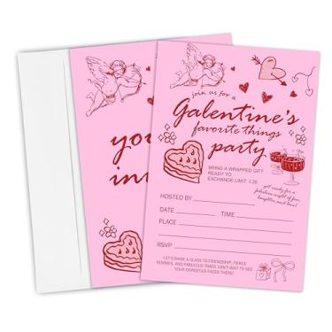 Imagem de dsjaidh Cartões de convite de dia dos namorados com envelope - 20 peças Galentine's Favorite Things Convites de festa - 10,16 cm x 15,2 cm Galentine's Night Convite For Girls - Lembranças de festa e