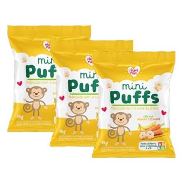 Imagem de Kit 3X: Snack Infantil Puffs Banana e Cenoura Nhami Mami 15g
