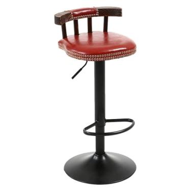 Imagem de WYNSJDBB Cadeira de bar American Lift, cadeira de bar minimalista moderna, banqueta alta de ferro forjado, material de couro de cera de óleo vintage, apoio para os pés
