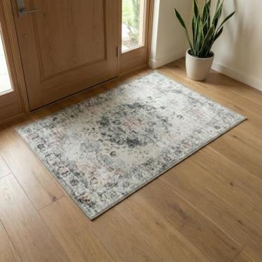 Imagem de Zanipex Tapetes de área de 20 x 25 cm para sala de estar, tapetes laváveis para quarto, 13 x 17 cm, entrada de corredores, cozinha, tapete boho interno, tapete bege para escritório (rosa e bege, 6 cm