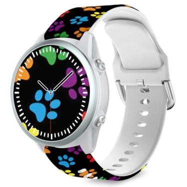 Imagem de Pulseira Lyforaz com estampa de pata compatível com Samsung Galaxy Watch 3 de 45 mm, pulseira fofa de silicone macio de 22 mm para smartwatch Venu 4 de 45 mm/3/2/Forerunner 570 de 47 mm/970/965/955