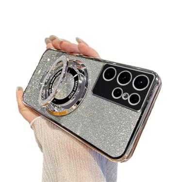 Imagem de SIYOPINPFY Capa para Samsung Galaxy S26 Ultra Glitter Bling com suporte protetor de câmera capa de telefone fina luxuosa chapeamento bumper capa protetora à prova de choque para Samsung Galaxy S26