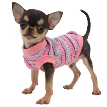 Imagem de Colete de camisa canelada para cães pequenos chihuahua filhote de cach