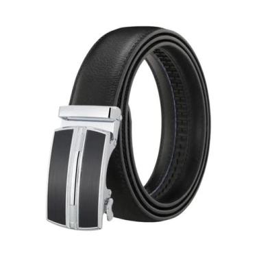 Imagem de Cinto Masculino Elegante De Couro Genuíno Branco E Preto Com Fivela Au