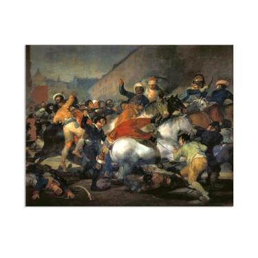 Imagem de Arte de parede Francisco Goya, o segundo de maio de 1808, impressão em tela famosa reprodução de pinturas a óleo abstratas imagem emoldurada para decoração de casa pôster 65x50 cm (66.0x48.3 cm)