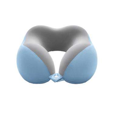 Imagem de Travesseiro De Pescoço De Viagem, Travesseiros De Viagem Para Avião Para Dormir, Travesseiro De Pescoço De Espuma De Memória Em Forma De U Para Descanso Para Dormir, Carro De Avião E Uso (Color:azul)