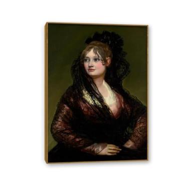 Imagem de Arte de parede Francisco Goya, Dona Isabel de Porcel, impressão em tela famosa reprodução de pinturas a óleo abstratas imagem de arte emoldurada para decoração de casa 55 x 40 cm (22 x 16 polegadas)