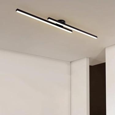 Imagem de Lâmpada de teto LED Moderno Minimalista Design de Linhas Longas Iluminação de Teto Lâmpada de Sala de Estar Alumínio Metal Lâmpada de Teto Interior para Sala de Estar Quarto Sala de Jantar (Luz Neutra