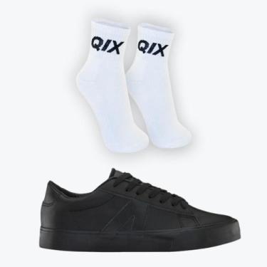 Imagem de KIT Tênis Allike Vision e MEIA CANO MEDIO - QIX, 43, Preto, Branco