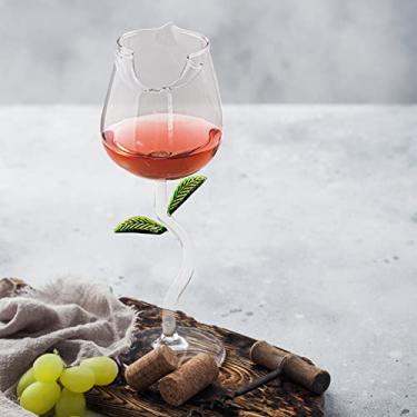 Imagem de GLOGLOW Elegante Copo de Vinho de Modelagem 3D Copo de Vinho de Flor Rosa, de Coquetel Com Alto Teor de Borosilicato para Restaurante de Bar de Festa, Cálice Elegante Grosso e Resistente para (#8)