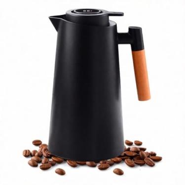 Imagem de Garrafa Térmica Digital com Medidor de Temperatura 1 Litro | Vidro Espelhado Interno | Mantém Quente e Frio até 12h | Abertura Click | Design Elegante Preto