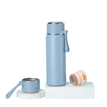 Imagem de Hexiuoy Garrafa de água isolada, garrafa de água de metal de aço inoxidável, tampa de boca larga, portátil de 500 ml, isolada, presente de saúde para homens e mulheres, viagens, academia, escritório