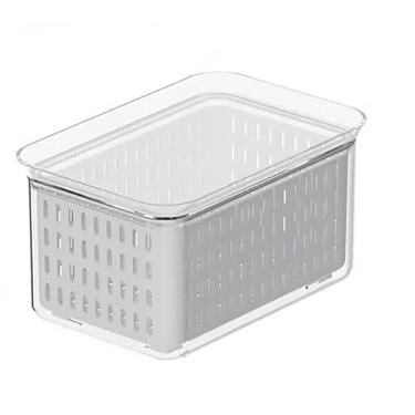 Imagem de Organizador de Geladeira 2 Litros Cesto ou 1 Litro Com Tampa Multiuso Para Alimento Frutas e Legumes(1L,5 Unidades)