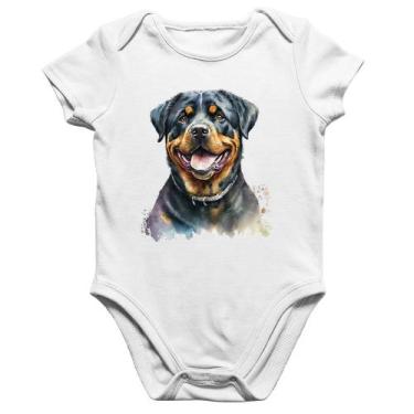 Imagem de Body Bebê Algodão Cachorro Rottweiler - Foca na Moda, Branco, GG