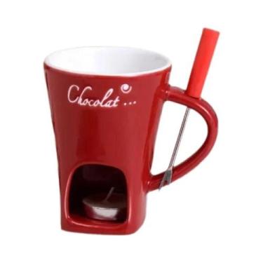 Imagem de Caneca De Cerâmica De 130ML Com Garfo Para Derreter Queijo E Chocolate