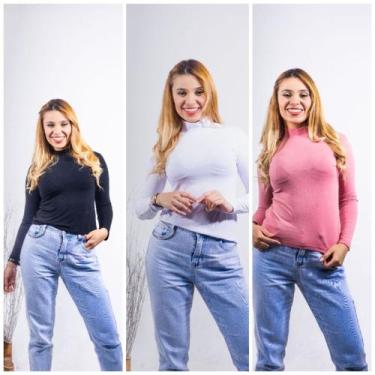 Imagem de Kit 3 blusa feminina cacharrel com manga longa - GK TODA BELA, Preto, 