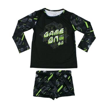 Imagem de Conjunto Moda PraiaCamiseta Térmica e Sunga Boxer Gamer 46844 - Boca Grande-Masculino