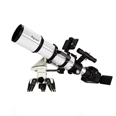 Imagem de pcagfaajmh Telescópio refrator com tripé; telescópio portátil localizador para crianças; telescópio de viagem para iniciantes em astronomia, multicamadas, filme verde, rastreamento, 90 Az