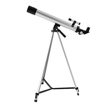 Imagem de pcagfaajmh Telescópio para crianças e adultos 50 mm telescópio refrator astronômico telescópio para iniciantes acessórios de telescópio ocular com um tripé telescópio para observar a lua e o planeta
