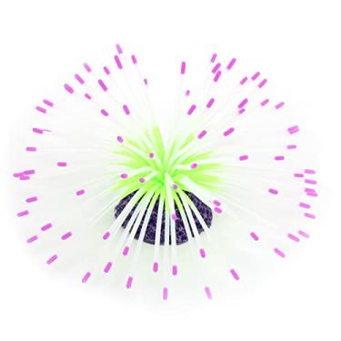 Imagem de Cuofyunl aquário decoração artificial silicone falso anêmona do mar subaquático tanque de peixes paisagismo ornamento (Roxa)