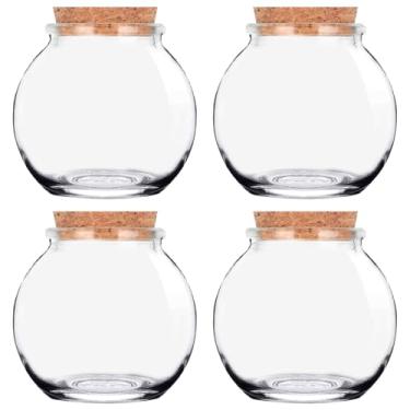 Imagem de CHALEEMANG 4 garrafas decorativas de vidro transparente de 100 ml com rolhas, garrafas decorativas para artesanato, decorações DIY