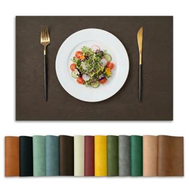 Imagem de Artoid Mode Jogo americano Coffee de couro sintético, conjunto de 6, tapetes de mesa reversíveis para decoração de cozinha e jantar