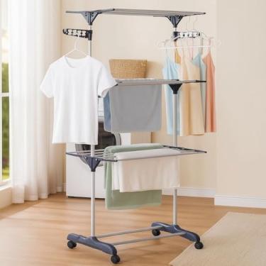Imagem de Varal De Chão Roupa Calcinha Grade 3 Andares Dobrável Portátil(Cinza)