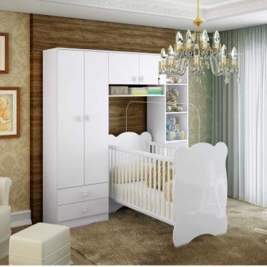 Imagem de Guarda Roupa Infantil 5 Portas 2 Gavetas Bambini Siena Móveis Branco