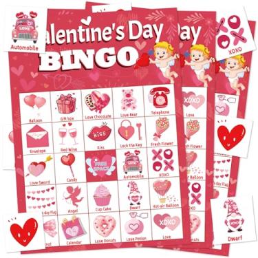 Imagem de Leezead Jogo de bingo de Dia dos Namorados para crianças e adultos, 24 jogadores, cartões de bingo, dia dos namorados, cartões de jogo de bingo para escola, sala de aula, família, artigos de festa dos