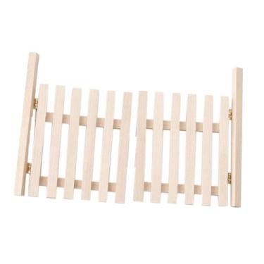 Imagem de simhoa Portão de madeira em miniatura, escala 1/12, mini portão de madeira para artesanato, cerca para casa de bonecas, porta para jardim de fadas.