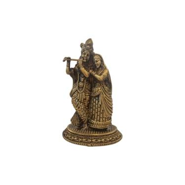 Imagem de Radha Krishna Statue Brass Deity Hindu God Figurine Divine Couple Idol for Home Temple Mandir, Gift & Decor Spiritual Indian Art Sculpture for Home Decor