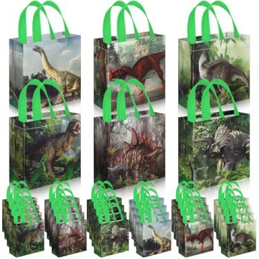 Imagem de Sweetude 40 peças de sacos de presente de dinossauro com alça, sacos de brinde de dinossauro, não tecido, lembrancinha de aniversário de dinossauro para meninos e meninas, artigos de chá de bebê