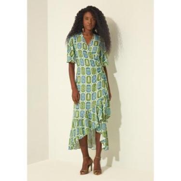 Imagem de Vestido Estampado Transpassado Com Amarração E Babados-Feminino