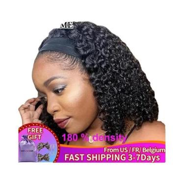 Imagem de Peruca De Cabelo Humano Remy Brasileiro Cacheado Kinky Com Faixa De Ca