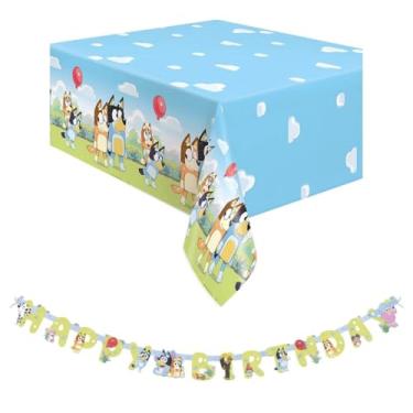 Imagem de Bluey Party Decorations Bundle- Bluey Table Cover 54"x84" and 6ft Birthday Banner - Bluey Birthday Decorations, Bluey Party Supplies, Bluey Party Decorations