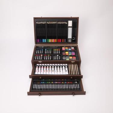 Imagem de Unmasalu 188 Piece Deluxe Art Set, Comprising Sketchbooks, Acrylic Paints, Crayons, Oil Pastels,Watercolour Cakes,Coloured Pencils Set, Art Kit Gift Box for Teens, Adults, Artists (Cherry Red)