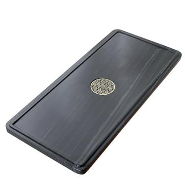 Imagem de Bandeja de chá de pedra de sândalo verde, bandeja de chá de grão de madeira verde com pedra inteira, conjunto de chá grande, conjunto de chá, mesa de chá, prato de chá (100 x 50 x 3 cm)