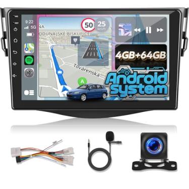 Imagem de NHOPEEW [4 + 64 G] Rádio automotivo Android para Toyota RAV4 2006-2012, tela sensível ao toque IPS RAV 4 estéreo de 9 polegadas - Carplay sem fio e Android Auto, página inicial personalizada, 5G/WiFi