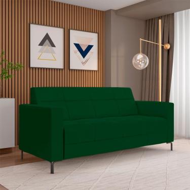 Imagem de Sofá Living Decorativo Houston 2 Lugares 160cm Pés em Metal Veludo Verde G33 - Gran Belo