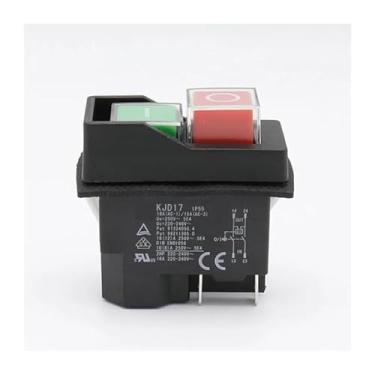 Imagem de KJD17 Interruptor eletromagnético com botão de pressão de 4 pinos AC250V 16A Interruptores magnéticos para ferramentas elétricas para máquinas