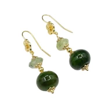 Imagem de DWBPGVUN Joias verdes prehnite esmeralda polimento ágata crua lisa Rondelle contas colar pulseira brincos conjuntos, One Size, Ágata