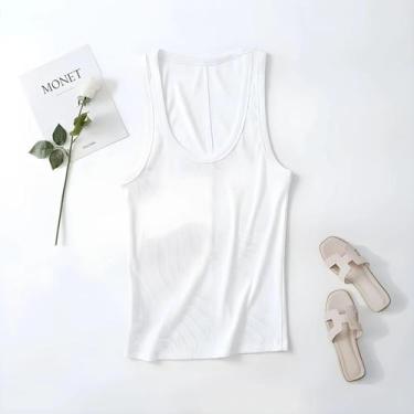 Imagem de Camiseta Regata Feminina Slim Fit De Cor Sólida Com Textura Para Prima