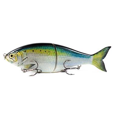 Imagem de Isca de Pesca Articulada Afundamento Lento Plástica Artificial Dura Swimbait Crankbait com Anzóis Triplos Corpo Alta Resolução Olhos 3D Ação Natação Realista Construção em ABS Robusta para Entusiastas