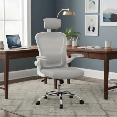 Imagem de Cadeira De Escritório Ergonômica Giratória Presidente Malha Respirável Design Ergonômico G100 Boston Cinza Com Estofado Mesh Com Ajuste Lombar Luvinco