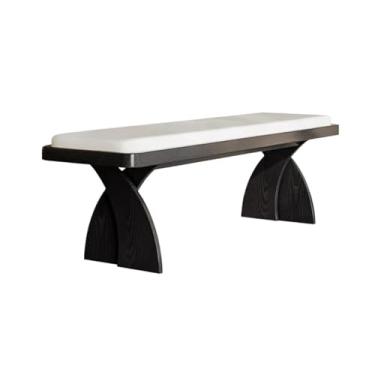 Imagem de Banco longo de madeira retrô moderno ao pé da cama no quarto de vestir ou casa para trocar sapatos decorativos (médio)