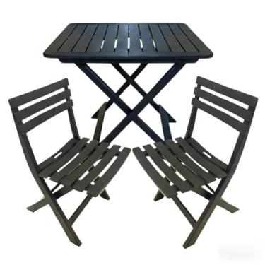 Imagem de Kit Mesa Quadrada de Plástico Dobrável + 2 Cadeiras - Multiuso para Casa, Área Gourmet e Espaços Externos, Prático e Compacto (KIT MESA + 2 CADEIRAS)